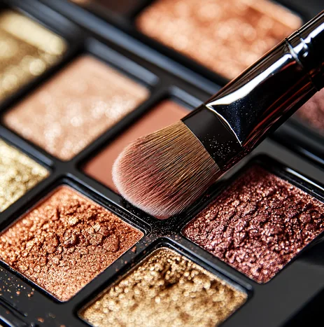 Paleta de sombras e pincel